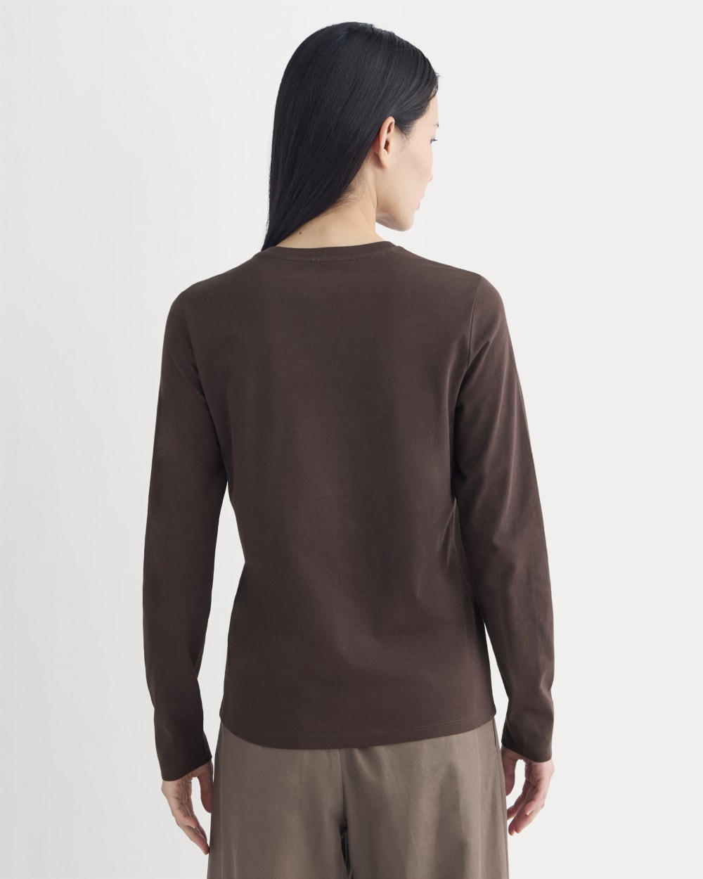 The Slim Long-Sleeve Crew in Essential Cotton | Dark Chocolate - Image 4