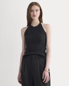 The Cable Halter in Cotton Cashmere | Black