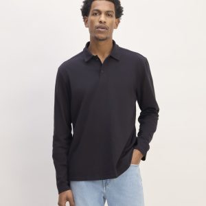 The Premium Weight Long-Sleeve Polo | Deep Navy