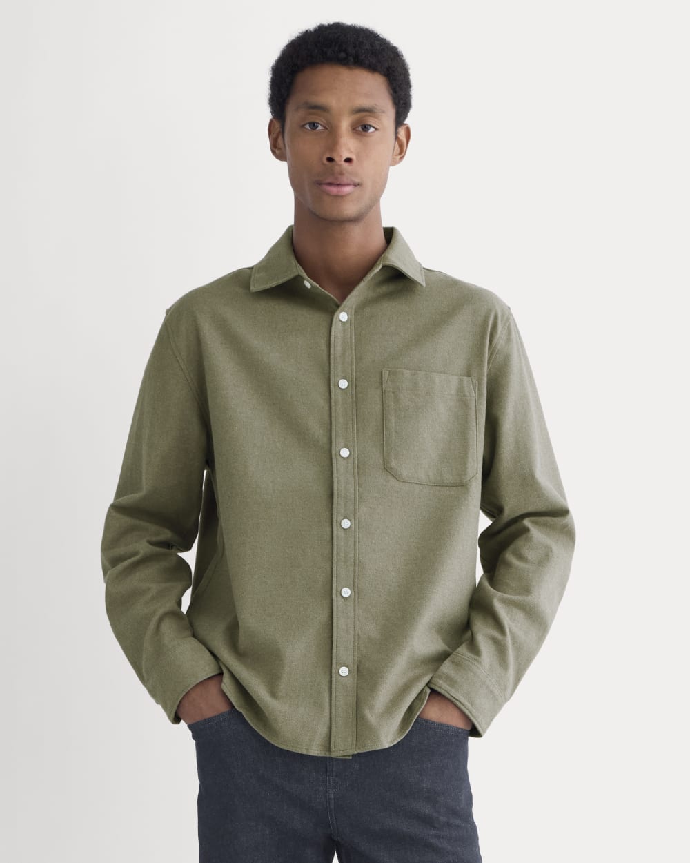 Brushed Flannel Shirt | Heathered Thyme