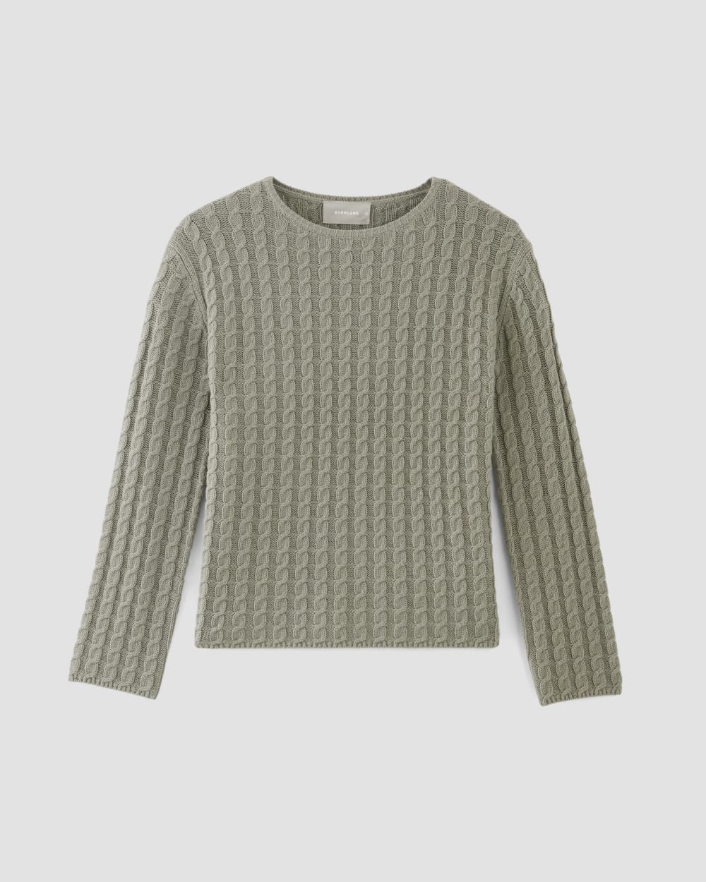 The Cotton Merino Cable Crew | Sage Green - Image 2
