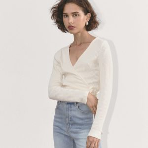 The Cozy Rib Wrap Top | Bone