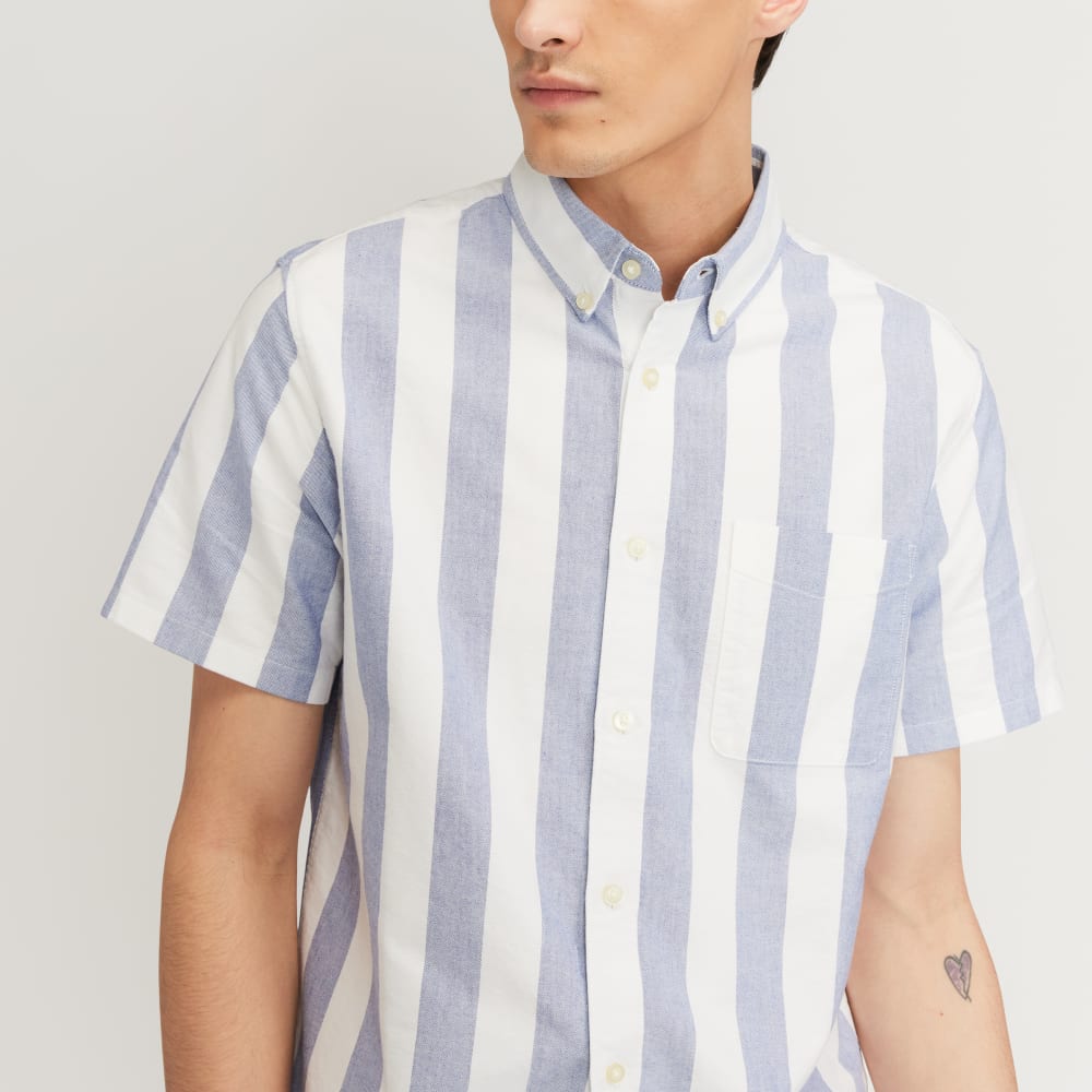 The Organic Short Sleeve Oxford Shirt | Mazarine Blue / Bone - Image 4