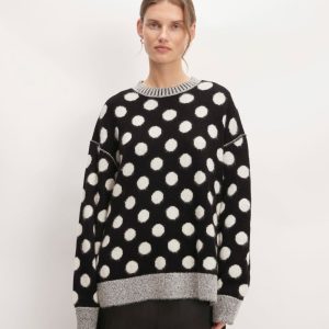 The Alpaca Polka Dot Oversized Crew | Black / Snow Polka Dot