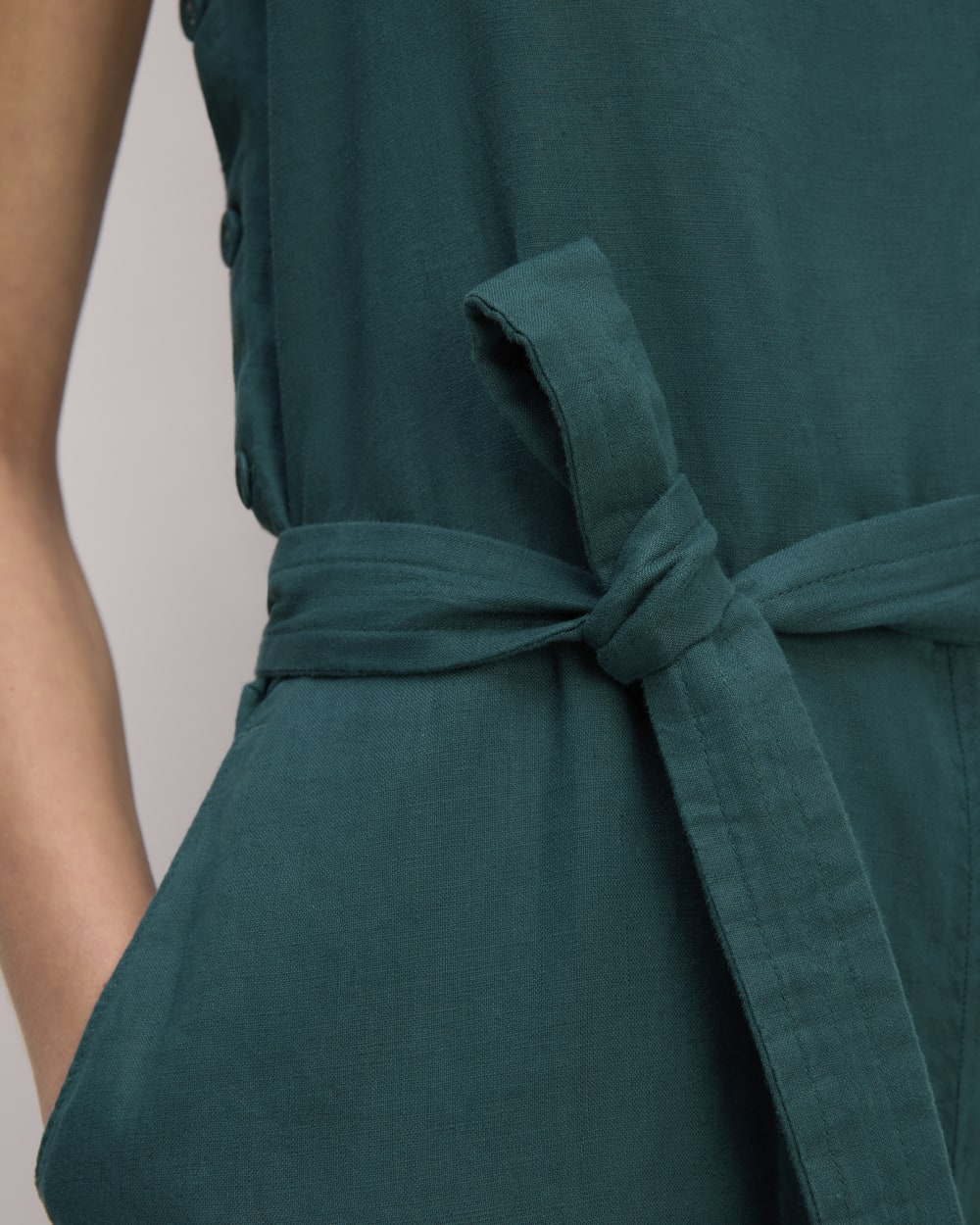 The Linen Side-Button Jumpsuit | Dark Sea - Image 4