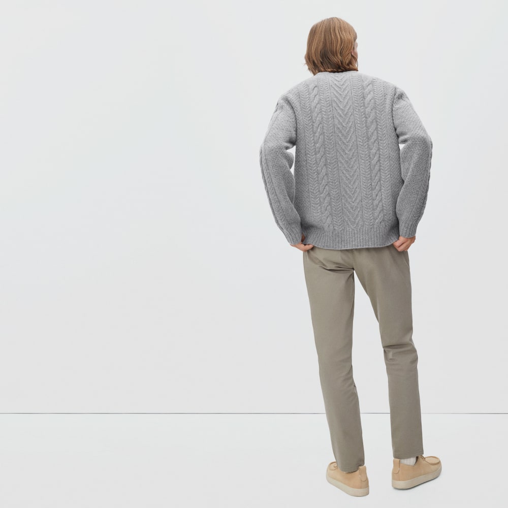 The Felted Merino Cable-Knit Crew | Heathered Mid-Grey - Image 4