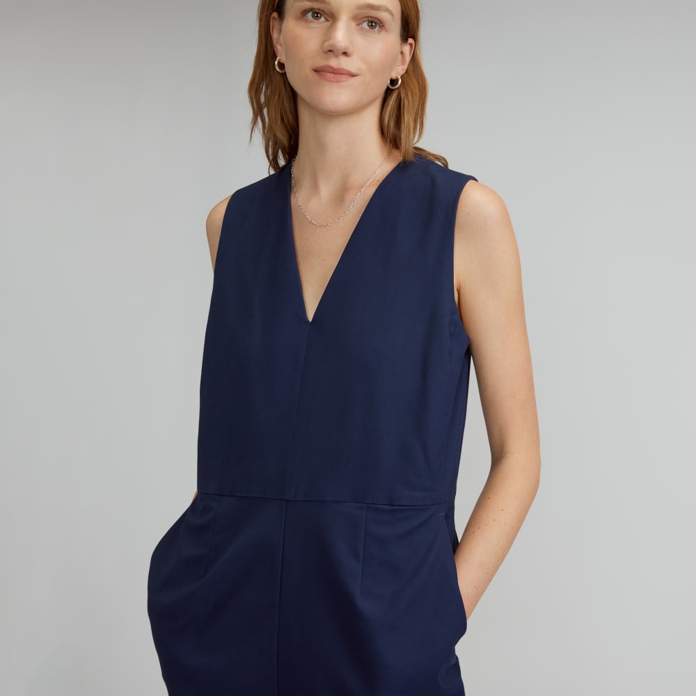 The Structured Cotton Jumpsuit | Navy - Image 4