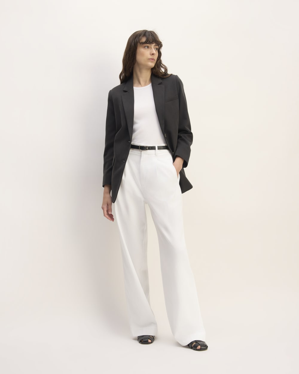 The Draper Pleated Pant in Buttersmooth | White | 30 Inseam