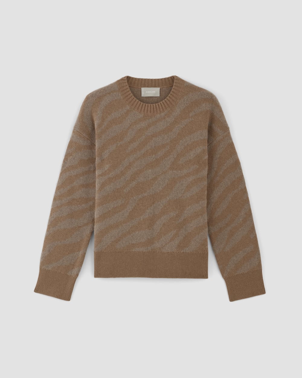 The Alpaca Tiger Jacquard Crewneck | Camel / Medium Brown - Image 2