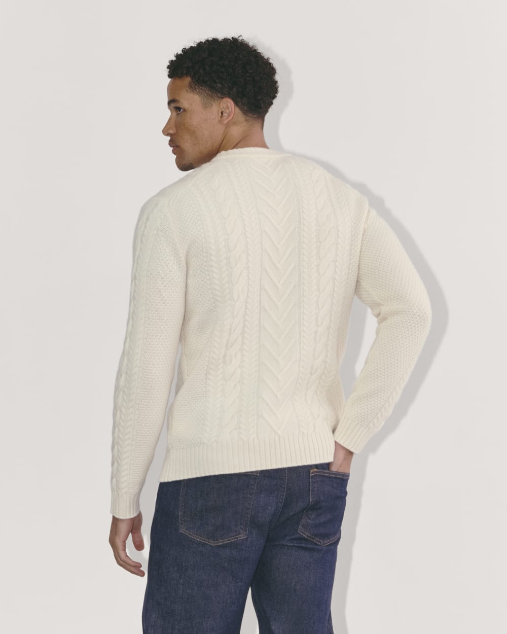 The Felted Merino Cable-Knit Crew | Bone - Image 5