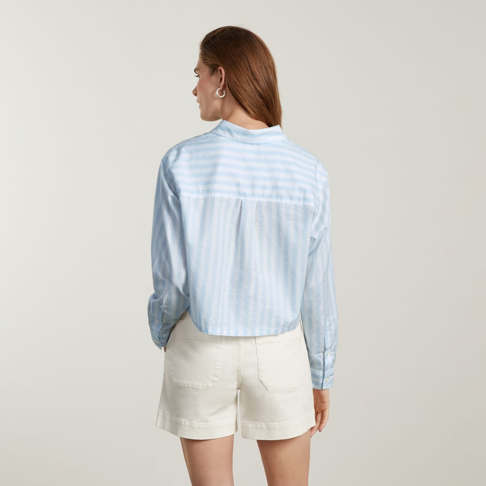 The Way-Short Shirt in Silky Cotton | Mariner Blue / White - Image 3