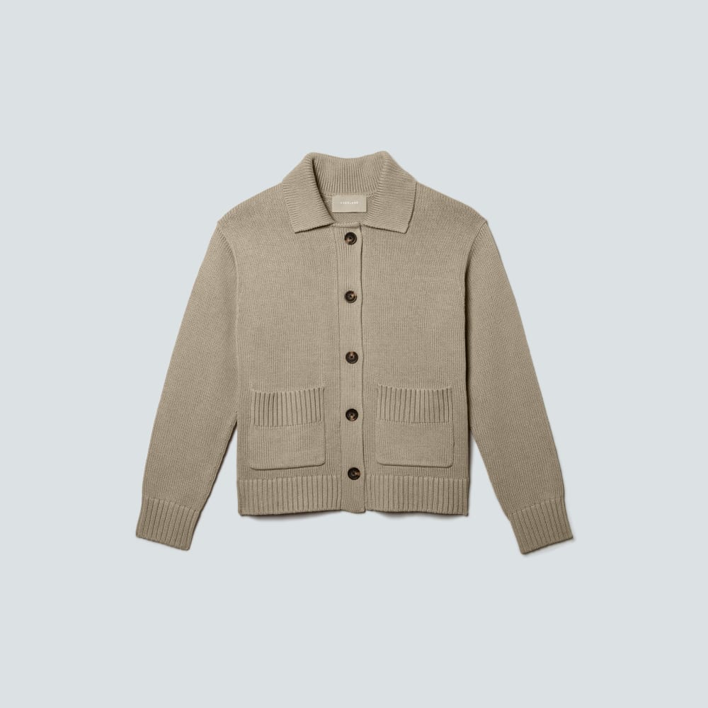 The Cotton Chore Sweater Jacket | Trench Coat Khaki - Image 2