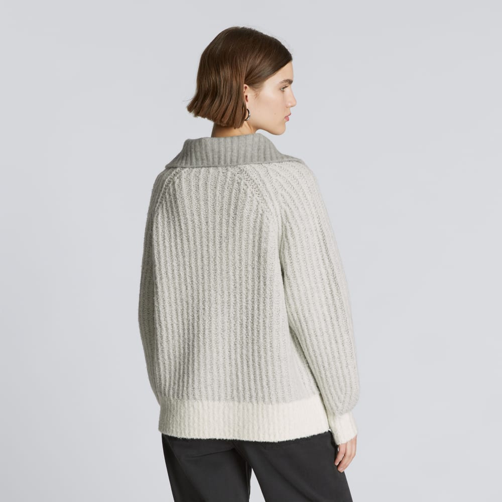 The Luxe Teddy Oversized Half Zip Sweater | Canvas Tan / Heather Grey - Image 3