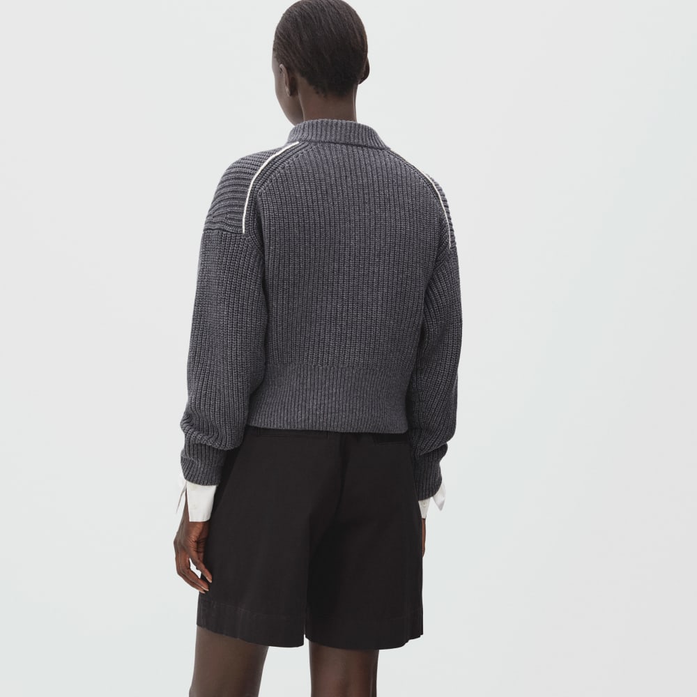 The Texture Cotton Crew | Heathered Charcoal Contrast Trim - Image 3