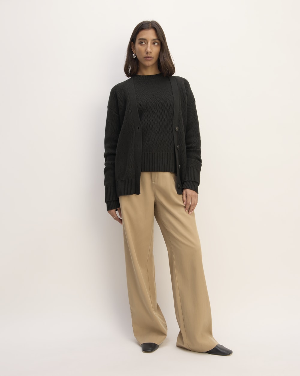 The Cotton Honeycomb Cardigan | Black - Image 3