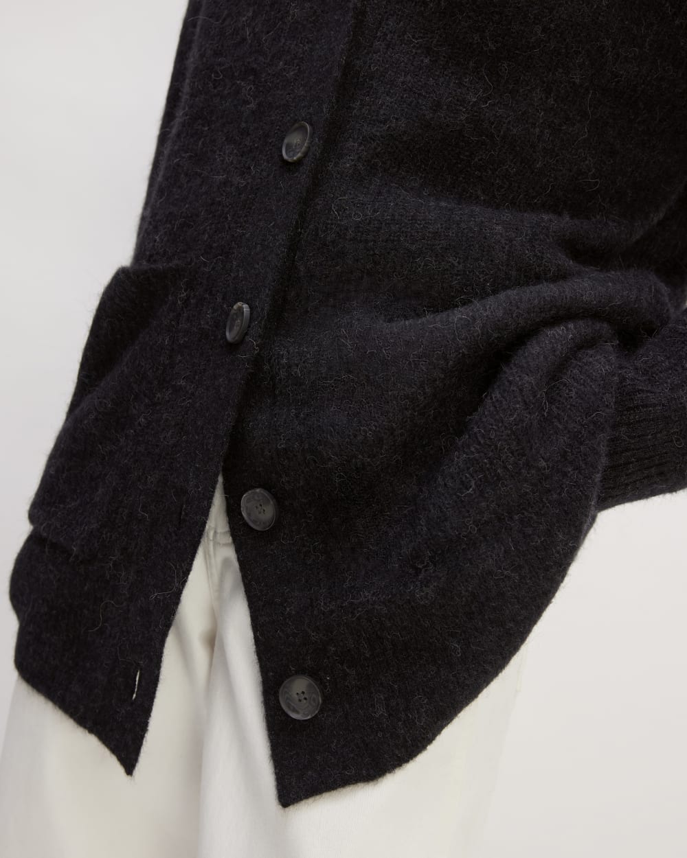 The Oversized Alpaca Pocket Cardigan | Heathered Black - Image 5