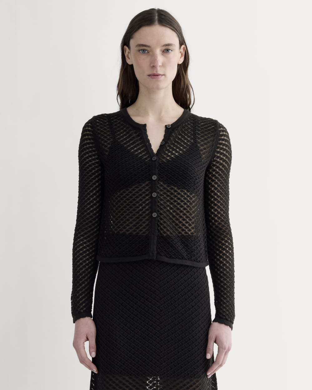 The Lace Knit Cardigan | Black