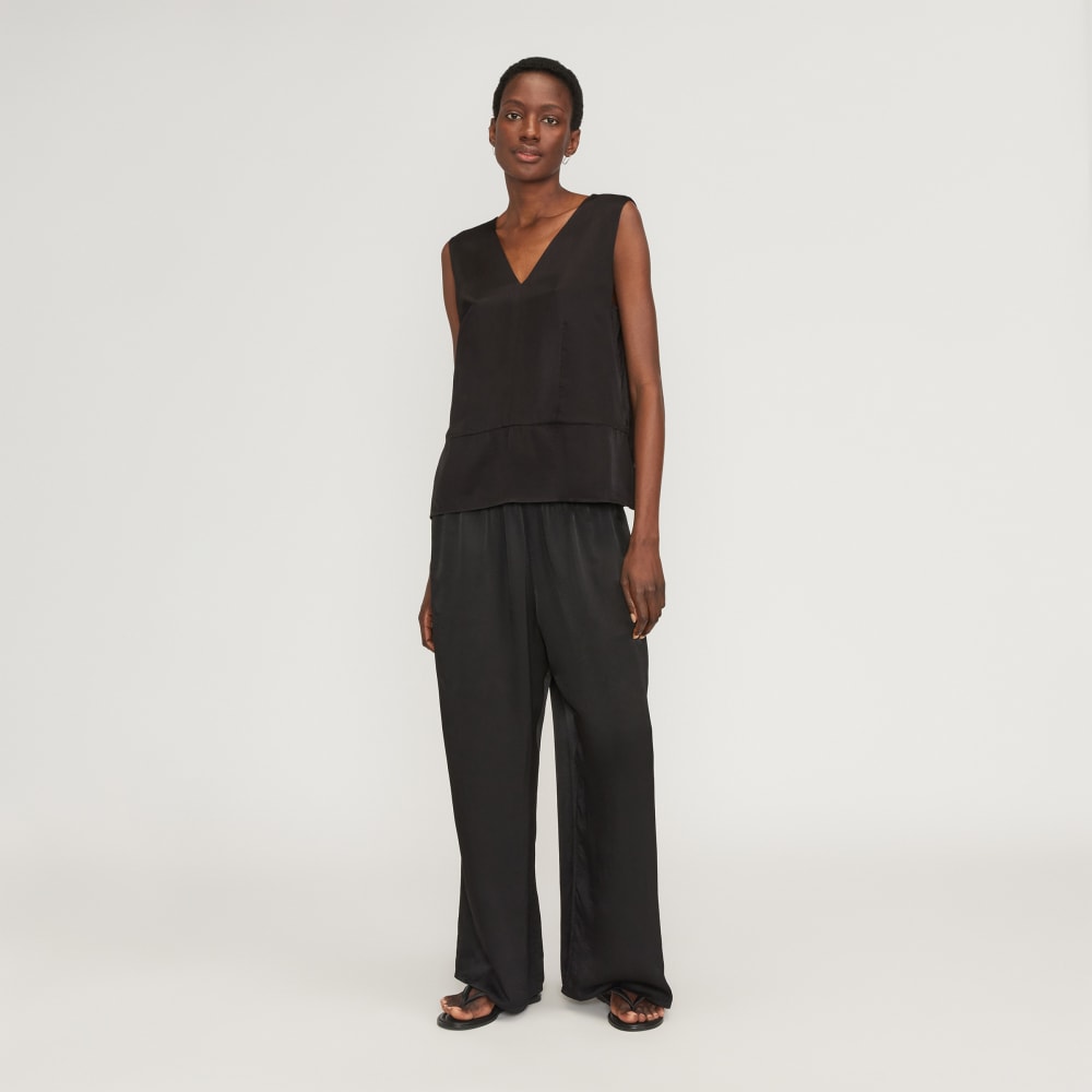 The Satin V-Neck Top | Black - Image 6