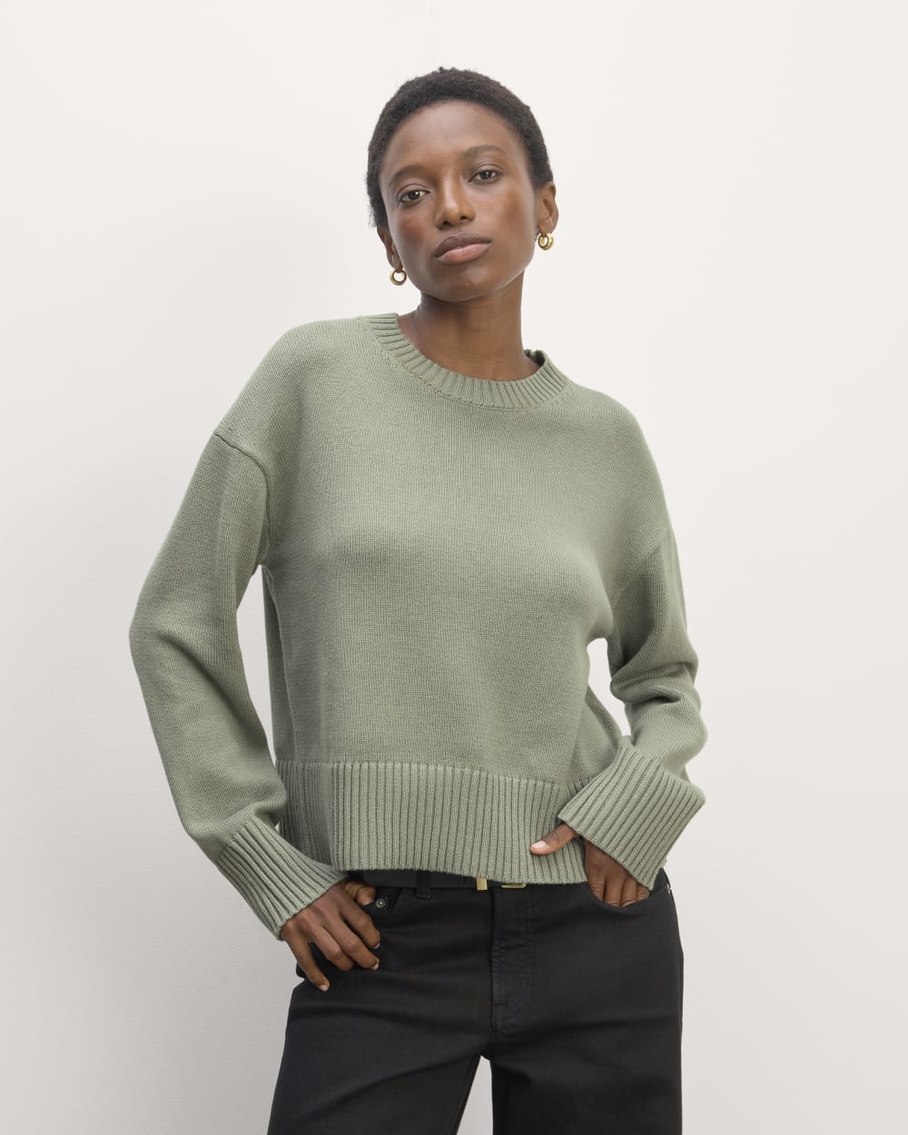 The Boxy Sweater in Everyday Cotton | Sage Green