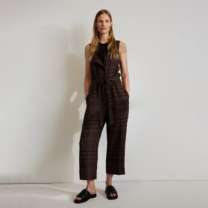 The Linen Jumpsuit | Chocolate Brown / Black