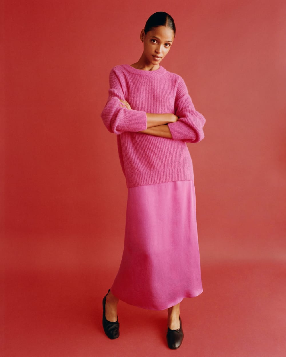 The Satin Racerback Slip Dress | Fuchsia Pink - Image 7