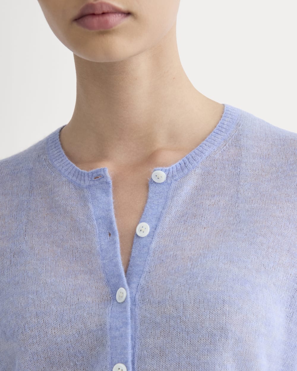 The Air Alpaca??Short-Sleeve Cardigan | Soft Blue - Image 5