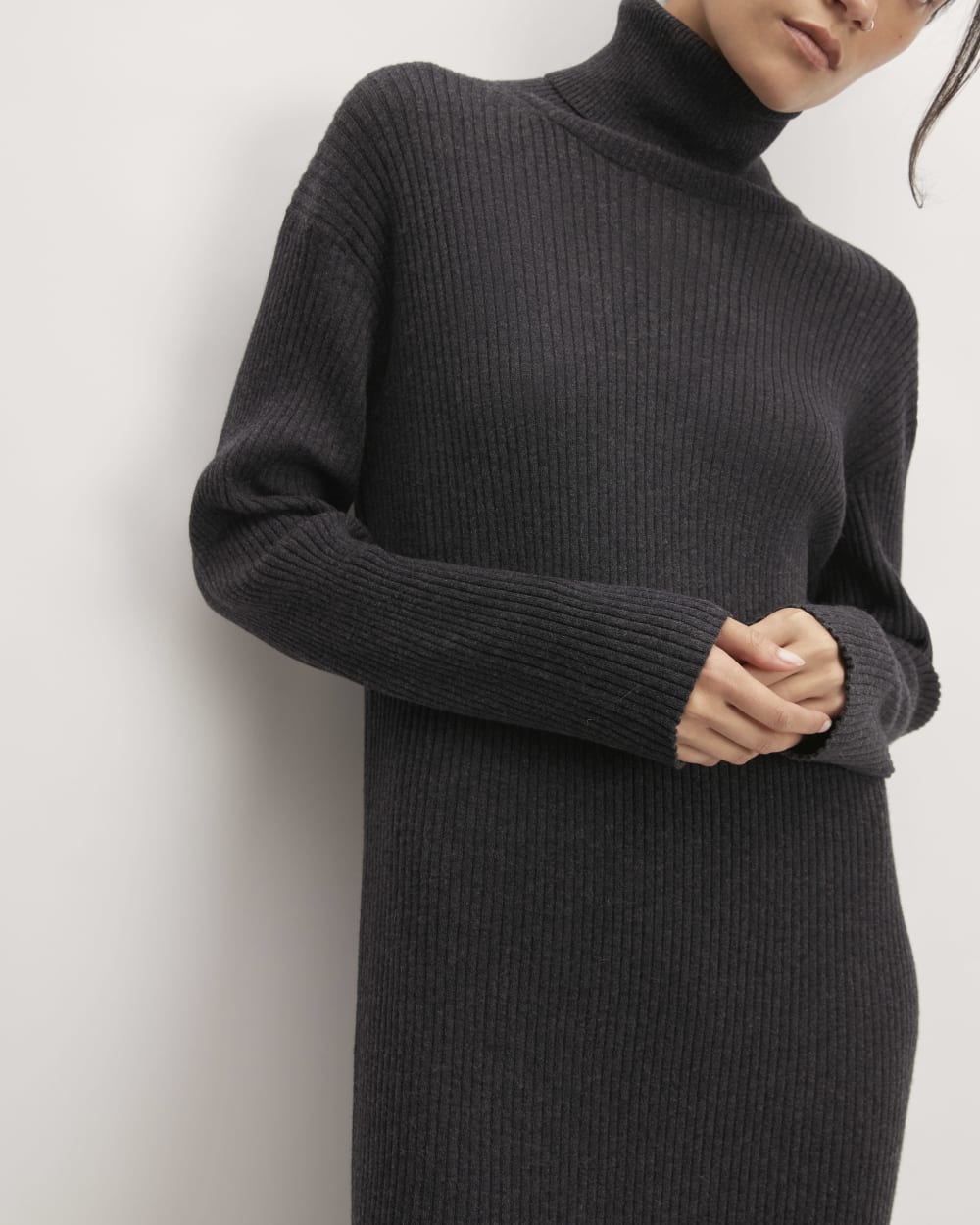 The Cotton-Merino Turtleneck Dress | Heather Charcoal - Image 5