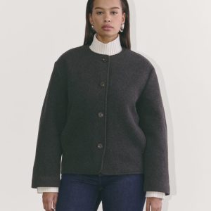The Cocoon Coat in Wool | Heather Charcoal