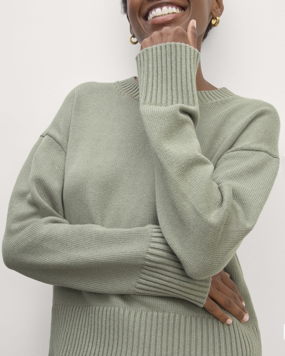 The Boxy Sweater in Everyday Cotton | Sage Green - Image 5