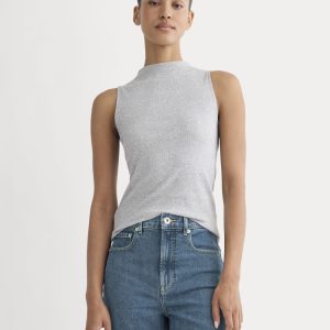 The Luxe Rib Funnel-Neck Tank | Classic Heather Grey