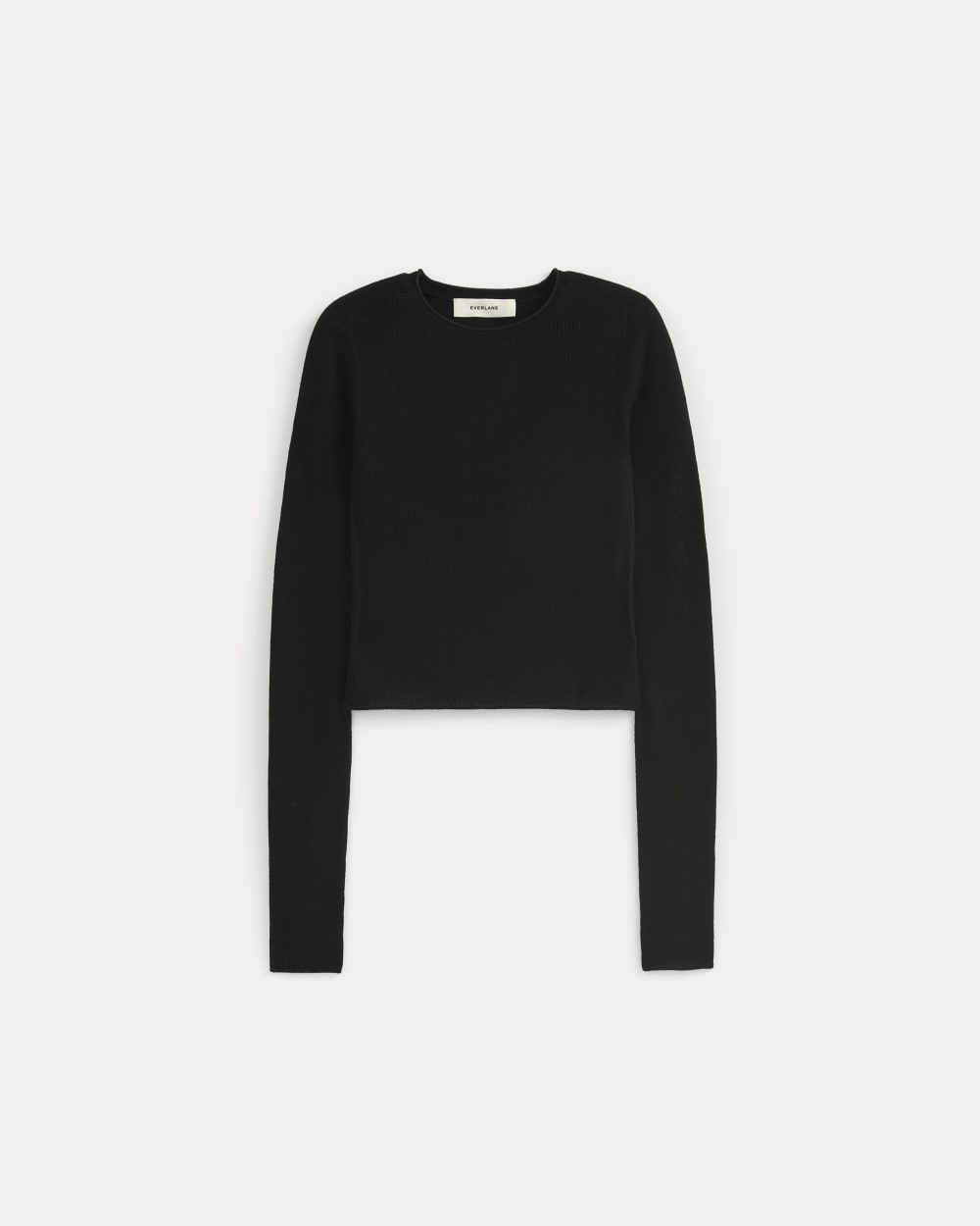 The Cropped Crew Top in Ultrafine Merino | Black - Image 2