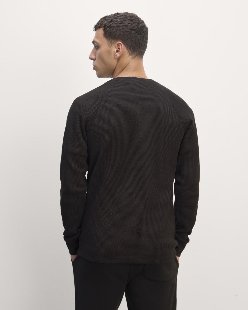 The Waffle Long-Sleeve Henley | Black - Image 4