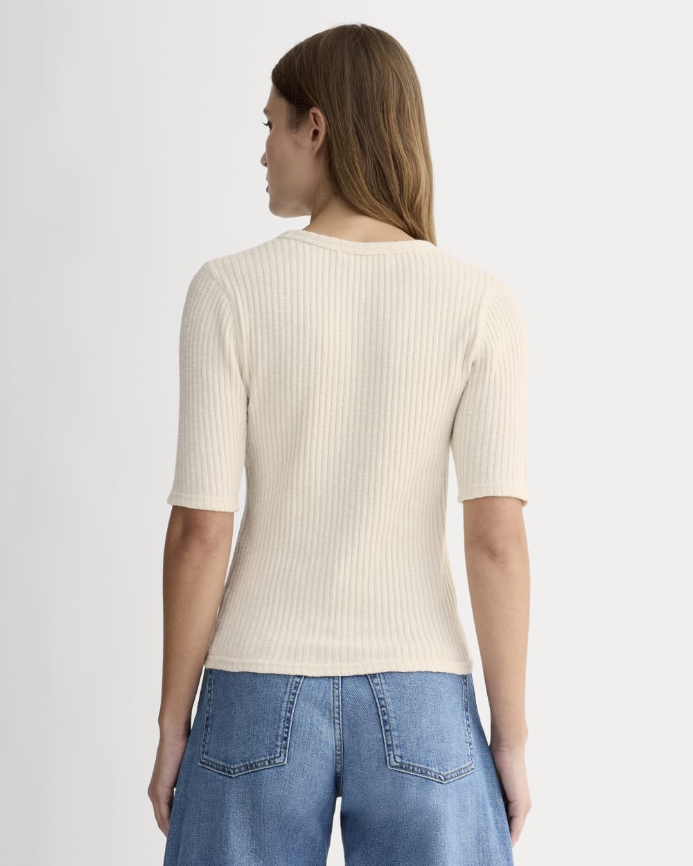 The Rib-Knit Short-Sleeve Henley | Bone - Image 5