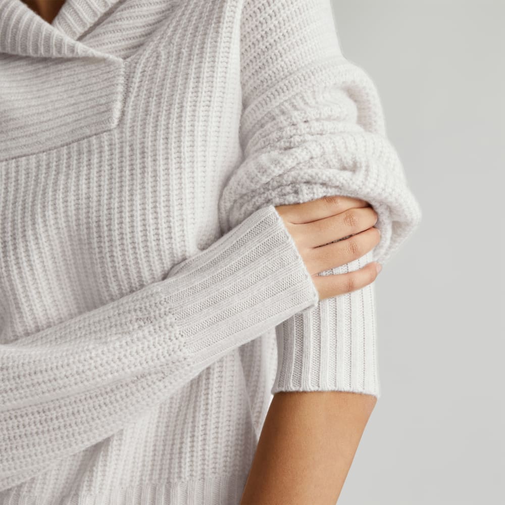 The Felted Merino Shawl Collar Sweater | Heathered Oat - Image 4