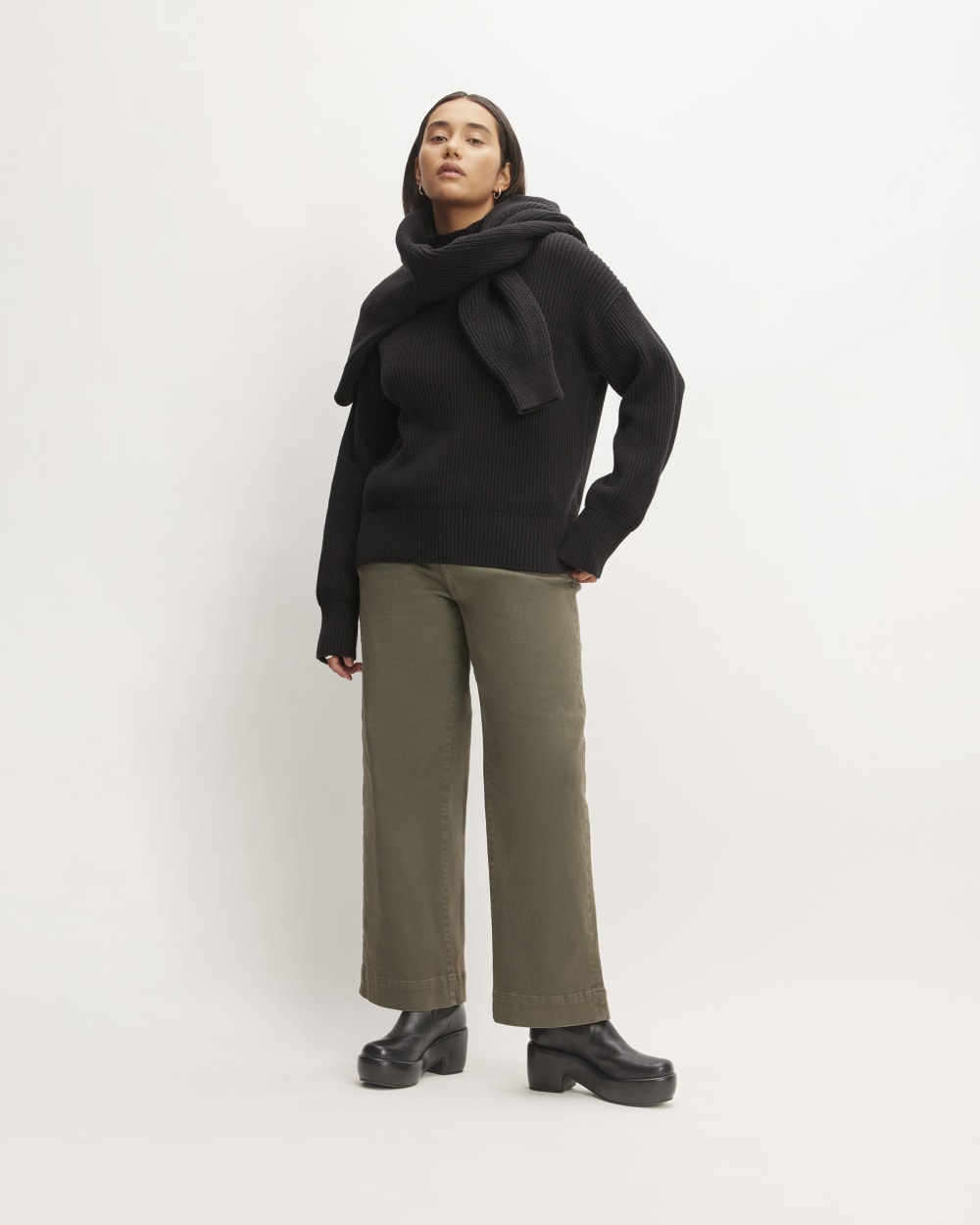 The Organic Cotton Ribbed Turtleneck | Black - Image 3