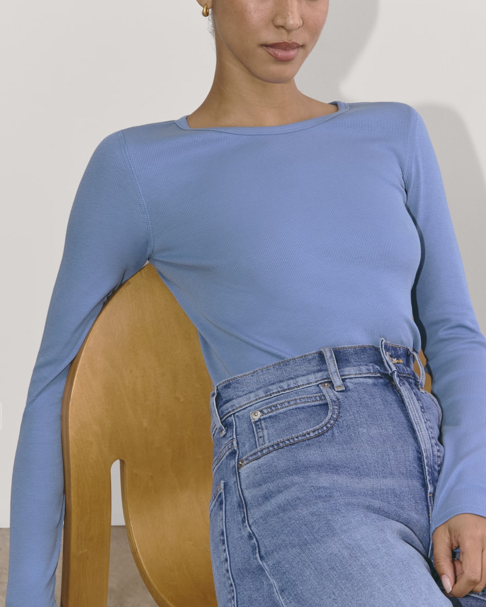 The Luxe Rib Long-Sleeve Crew | Bluebell - Image 4