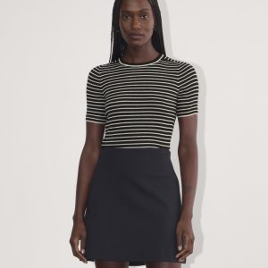 The Sweater Tee in Ultrasoft Merino | Black / Bone