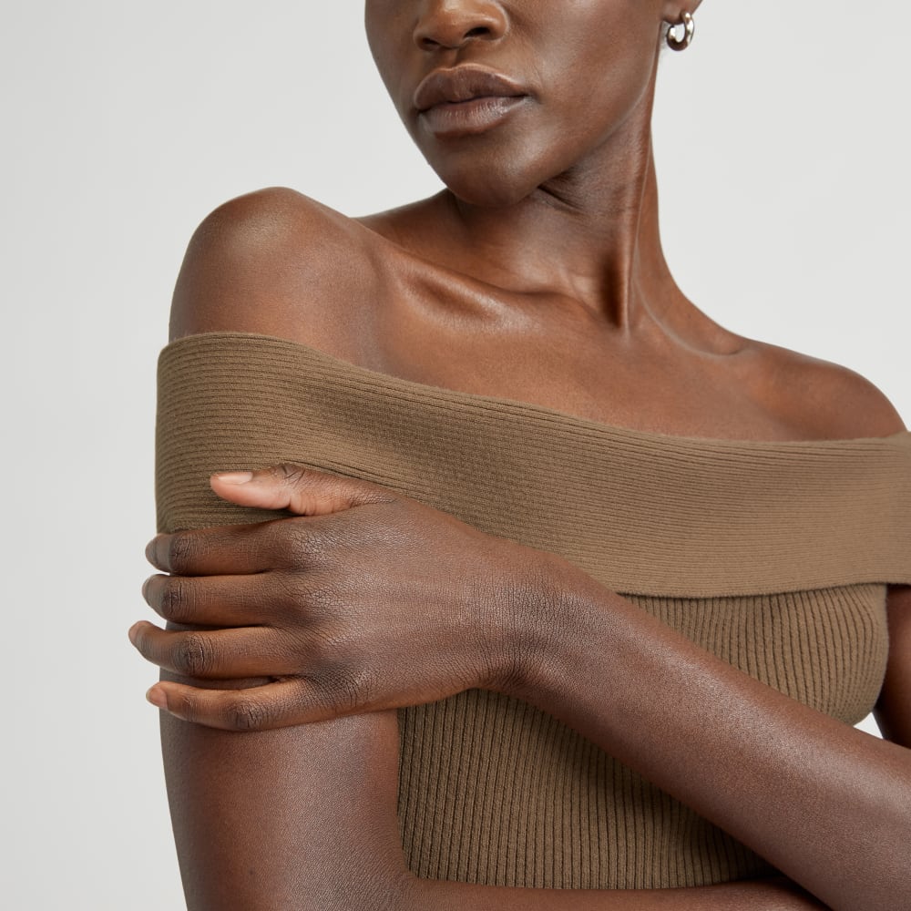 The Ribbed Cotton Off-The-Shoulder Top | Toasted Coconut - Image 4