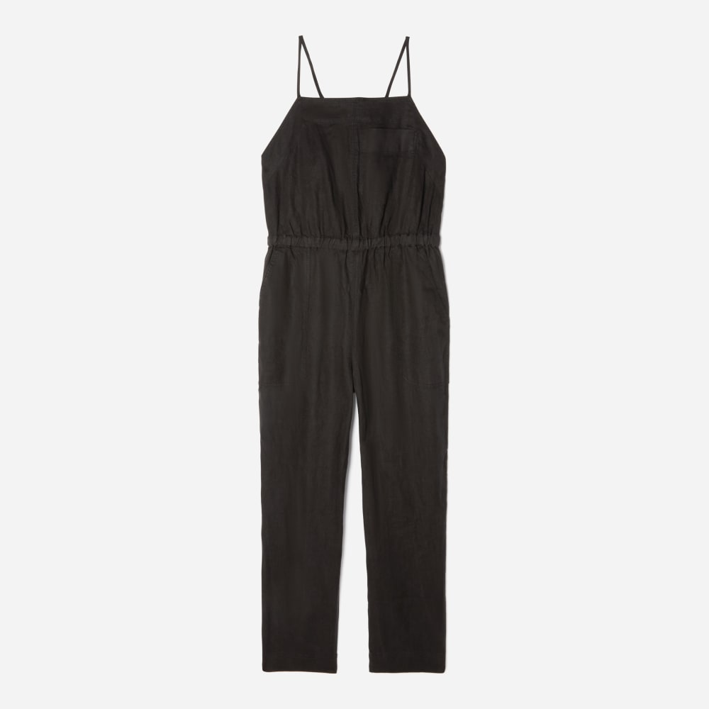 The Linen Shoestring Jumpsuit | Black