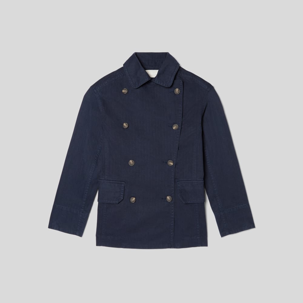 The Organic Cotton Herringbone Jacket | Navy - Image 2