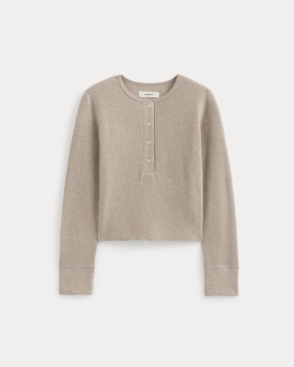 Boxy Henley in Cozy Waffle | Heathered Oatmeal - Image 2