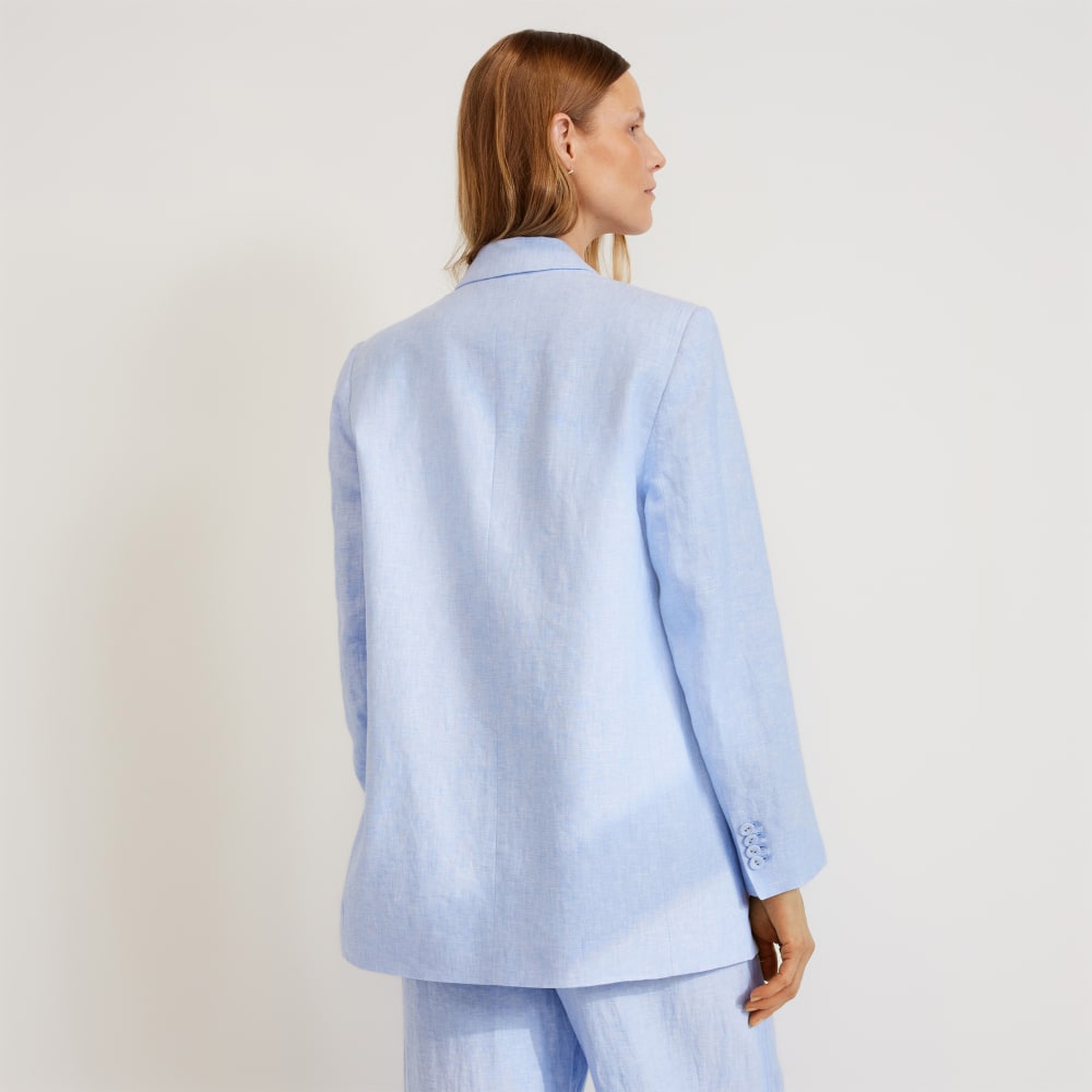 The Oversized Blazer in Linen | Light Blue - Image 3