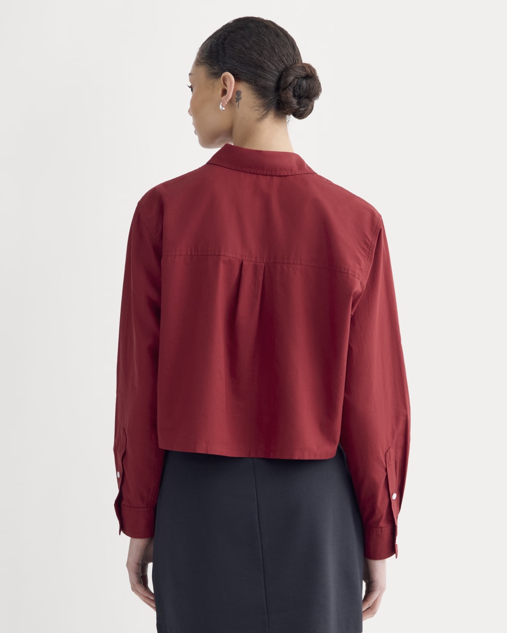 The Way-Short Shirt in Silky Cotton | Merlot - Image 5