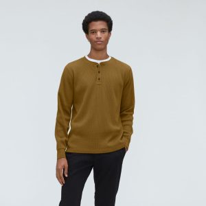 The Waffle Long-Sleeve Henley Tee | Tapenade