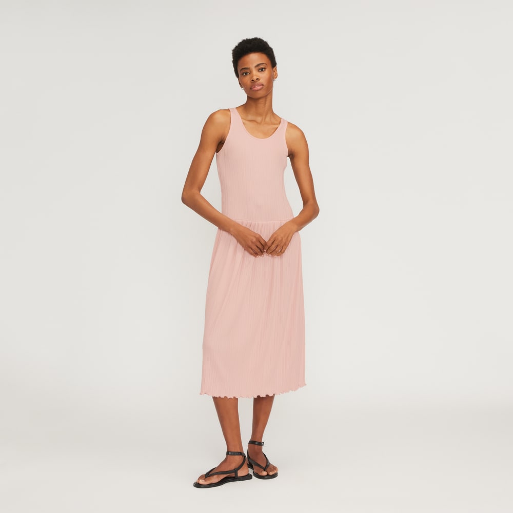 The Rib Soft Knit Scoop-Neck Dress | Petal Pink