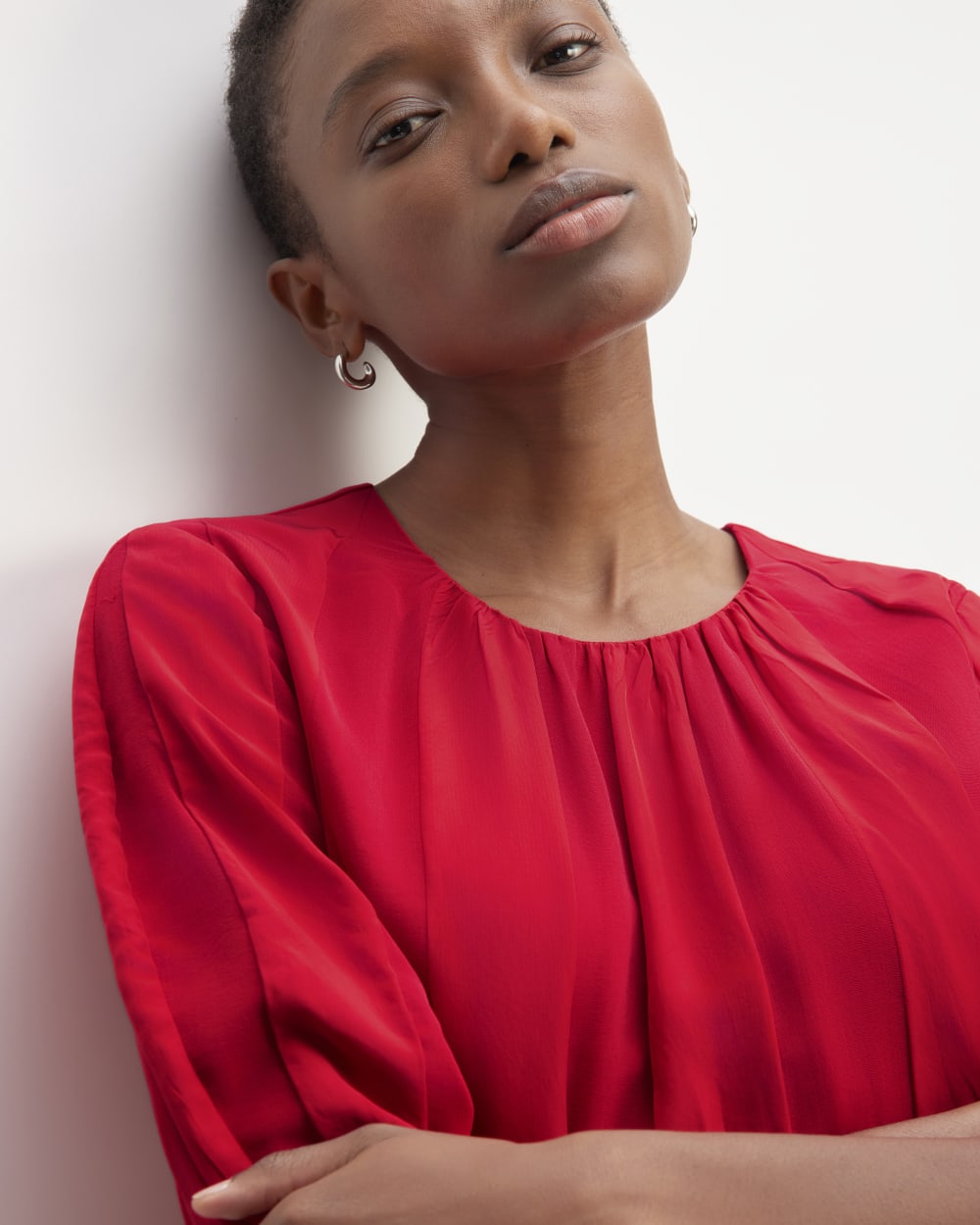 The City Stripe Ruched Dress | Haute Red - Image 3