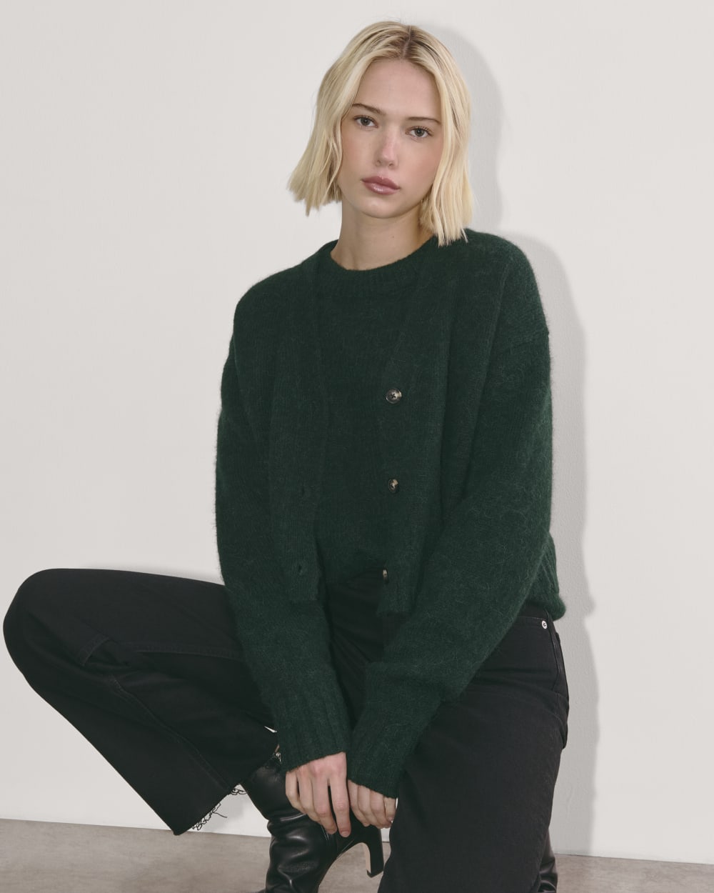 The Boxy Cardigan in Alpaca | Scarab - Image 4