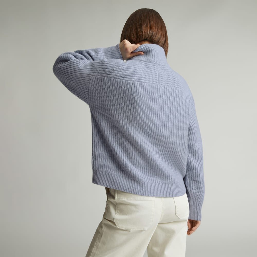 The Half-Zip Sweater in Luxe Merino | Periwinkle / Light Heather Oat - Image 3