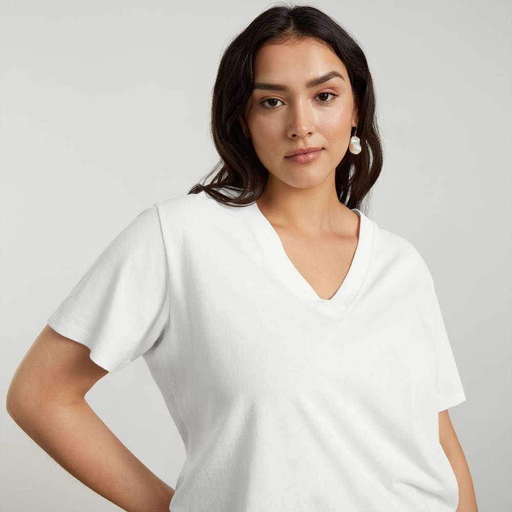 The Vintage V-Neck Hemp Tee | White - Image 5