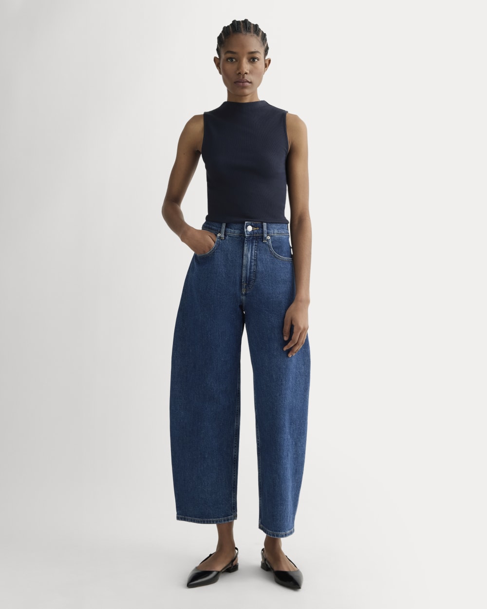 The Luxe Rib Funnel-Neck Tank | Navy - Image 4